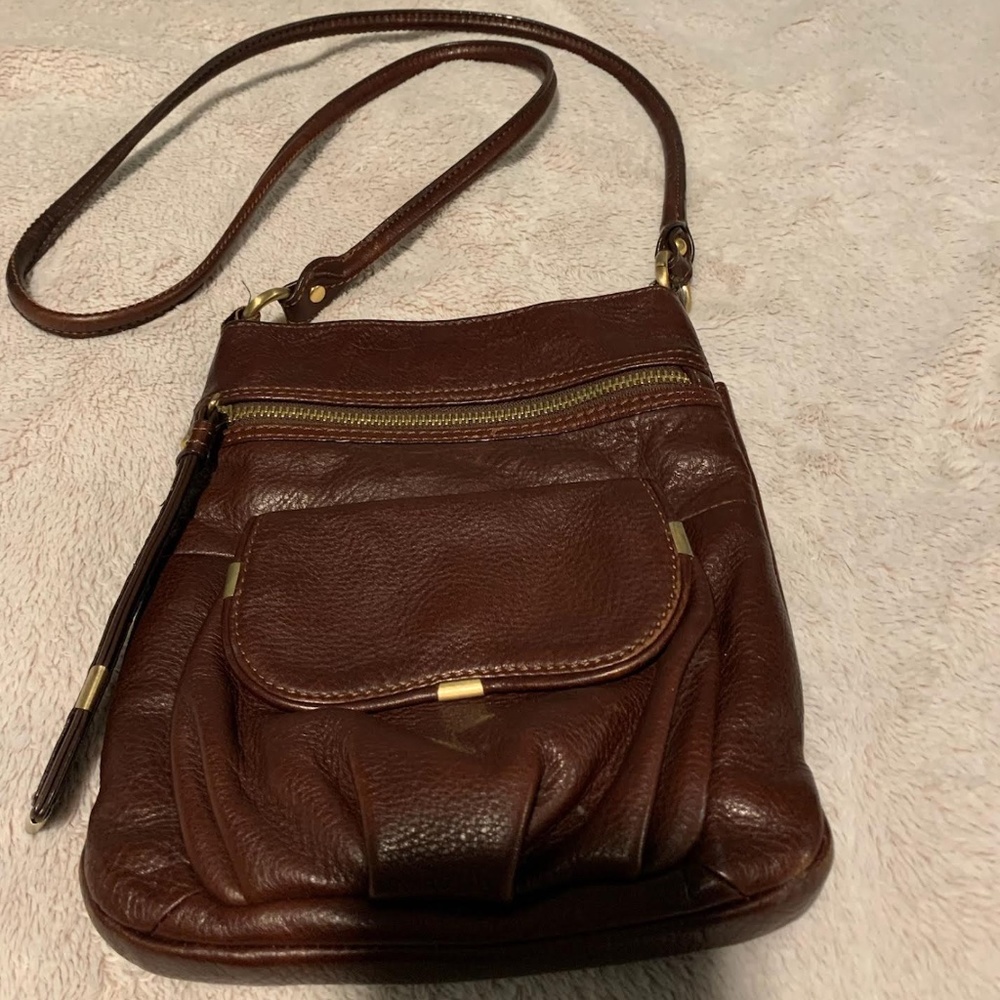 B Makowsky, Dk Brown Leather, Cross Body, EUC